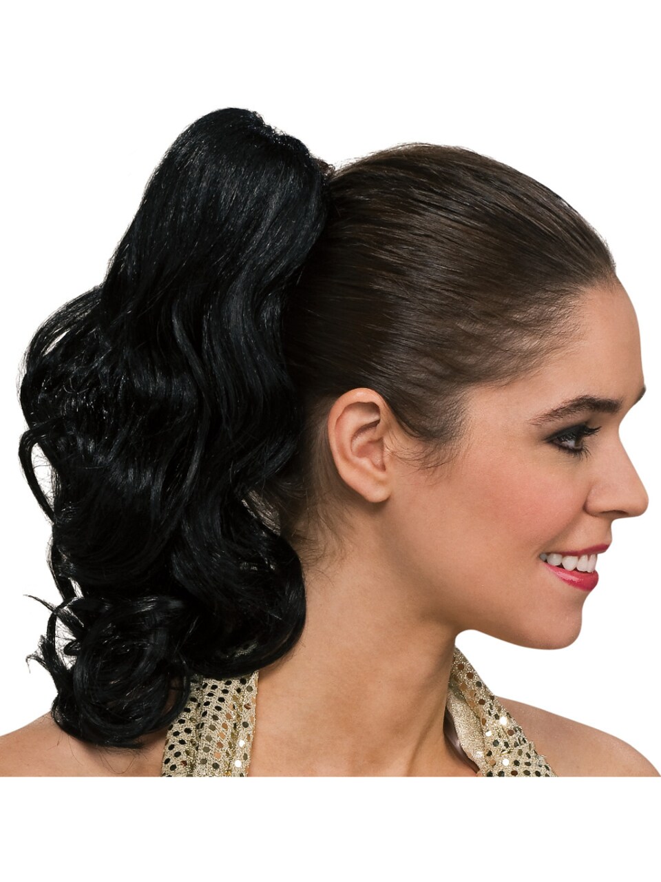 Womens Curly Brown Grecian Goddess Maiden Costume Ponytail Hair Piece Extension